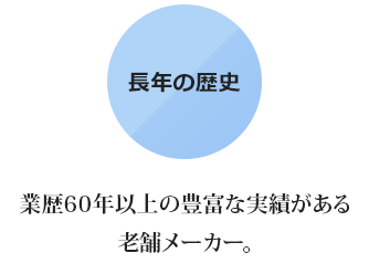 業歴60年以上の豊富な実績がある老舗メーカー。